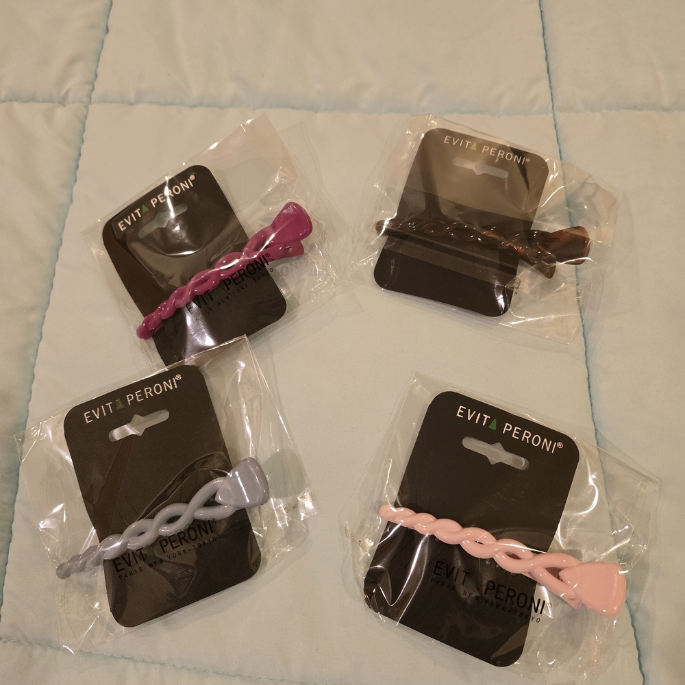 Hair Clip Set - Pink, Brown, Gray, and Cream